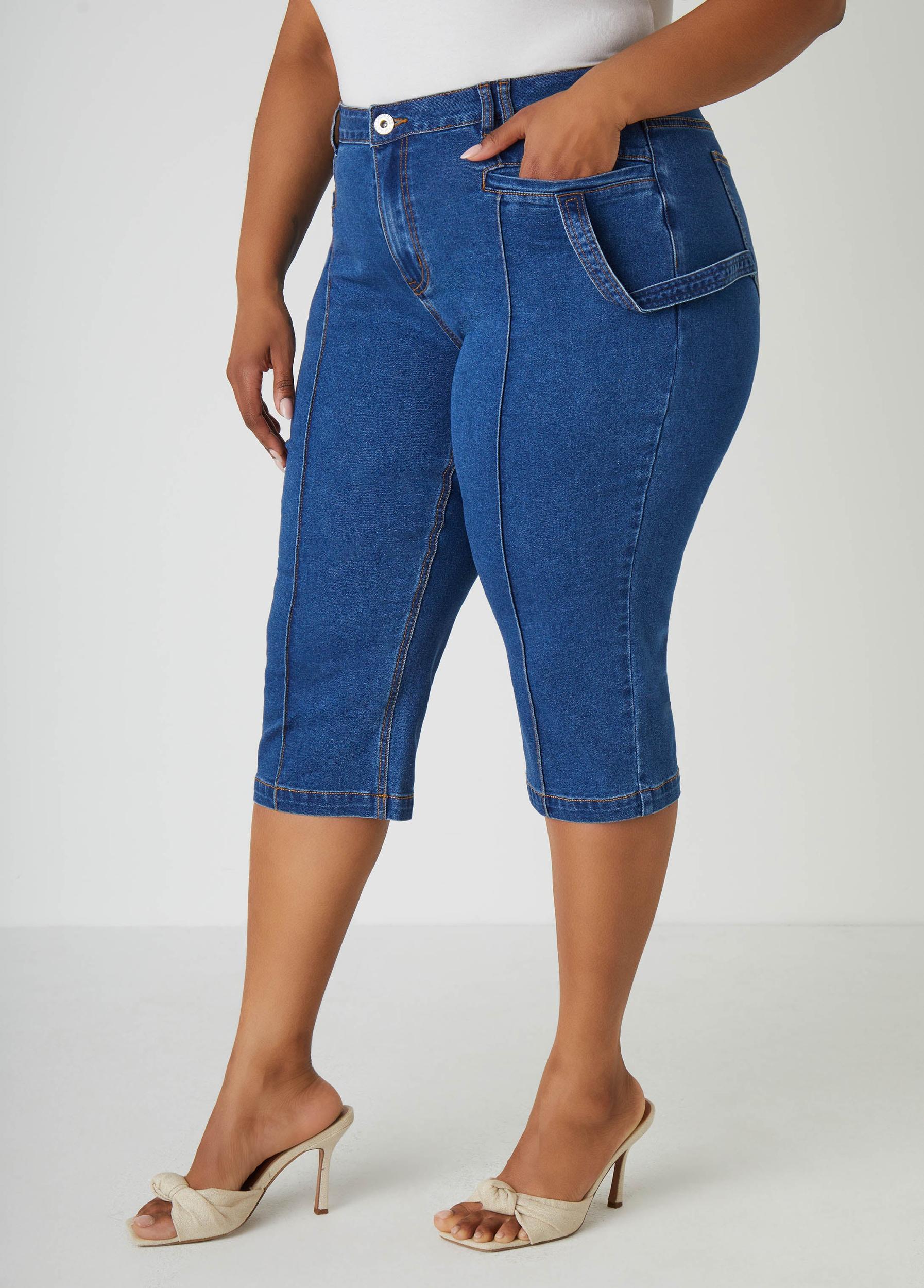 Pintuck Denim Capris Product Image