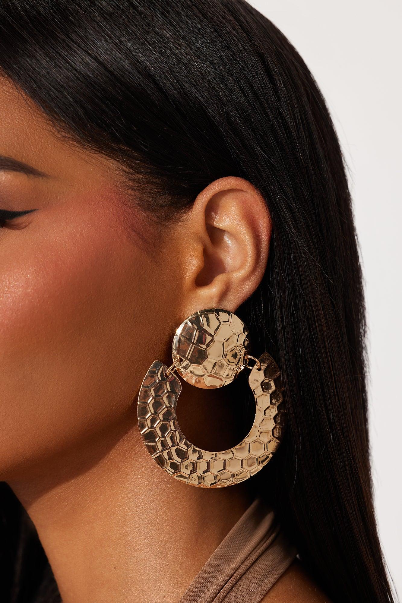 De Luca Textured Drop Earrings - Gold Female Product Image