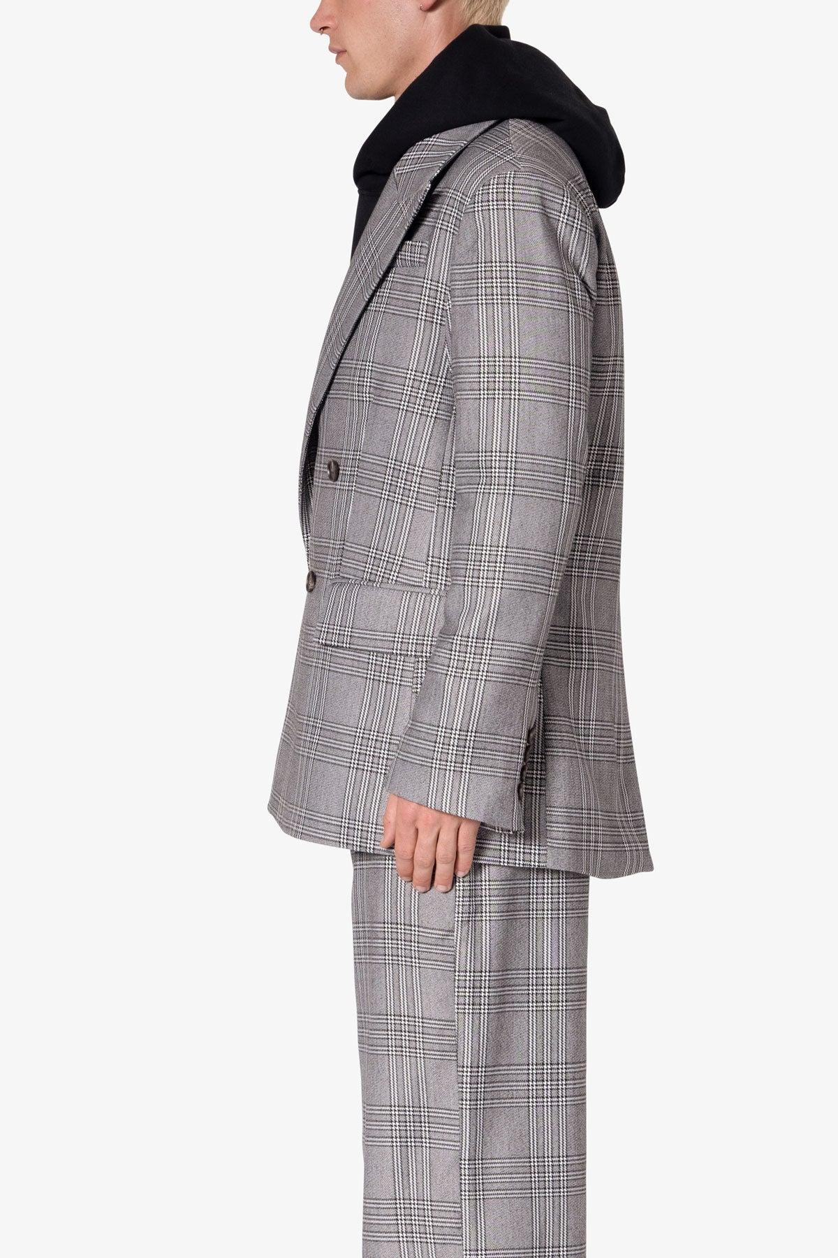 Double Breasted Suit Jacket - Black/Grey Product Image