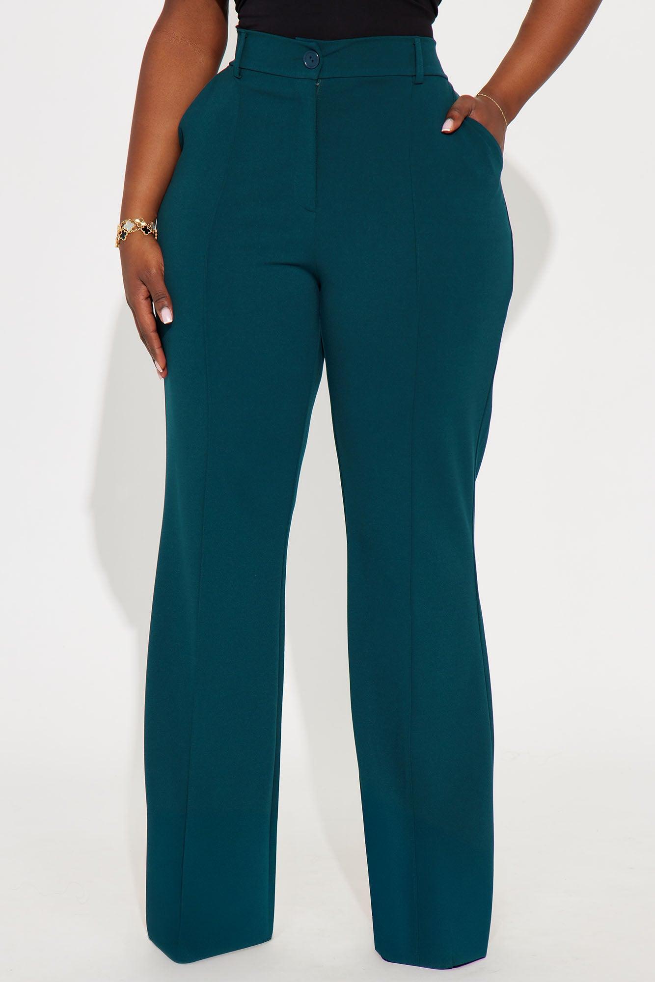 Heidi Wide Leg Trouser Pant - Hunter Green Female Product Image
