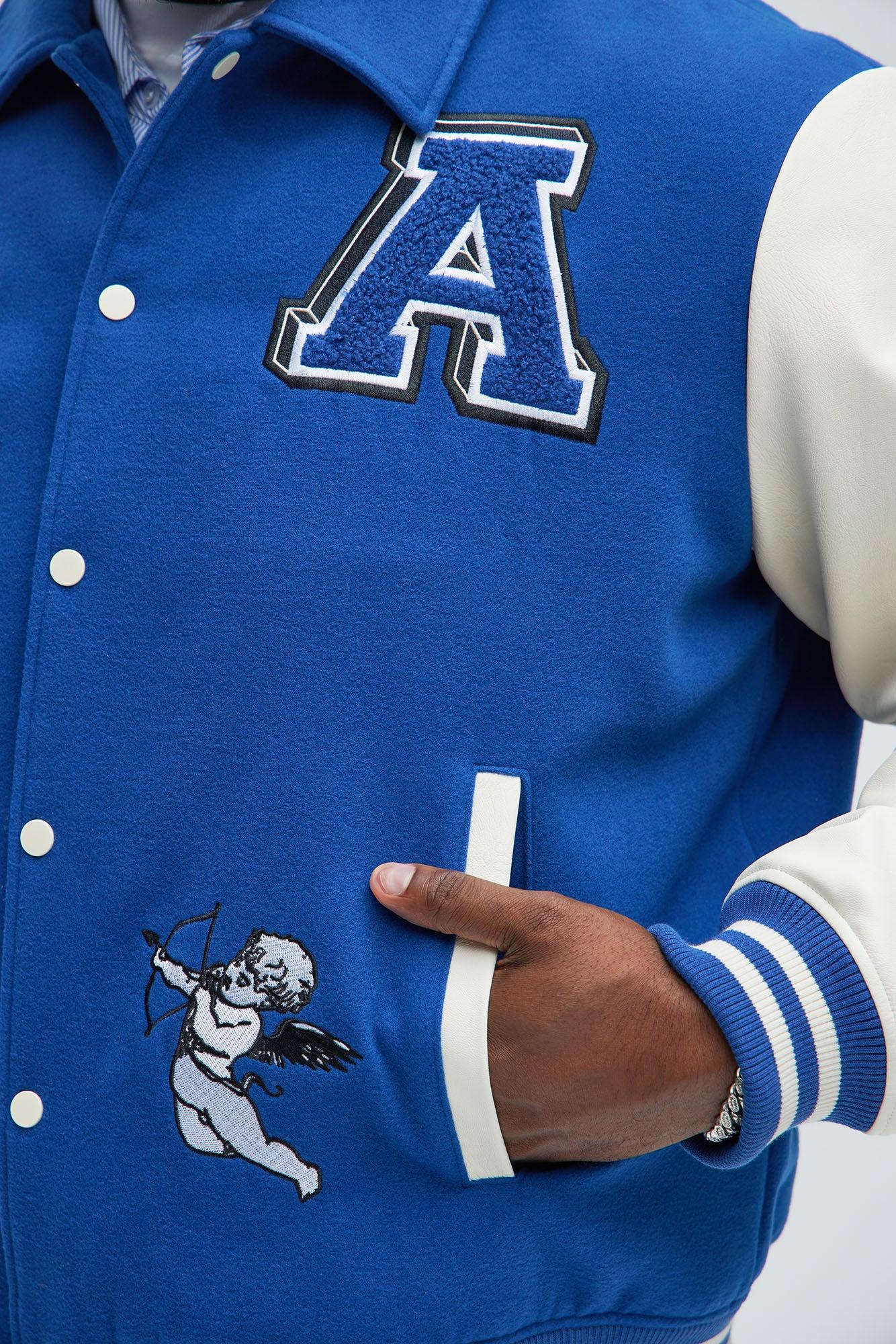 LA Patchwork Varsity Jacket - Royal/combo Product Image
