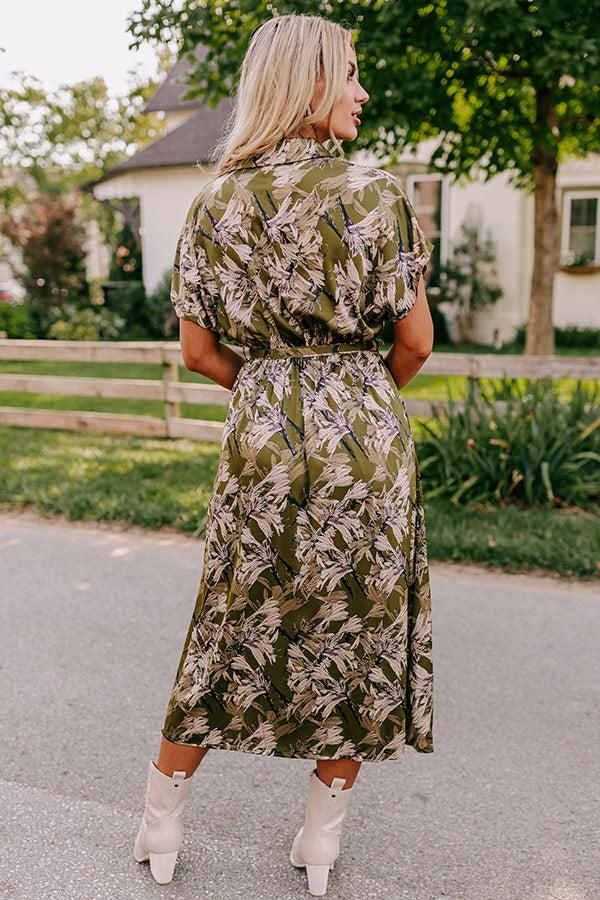 Vineyard Charm Satin Midi in Olive Product Image