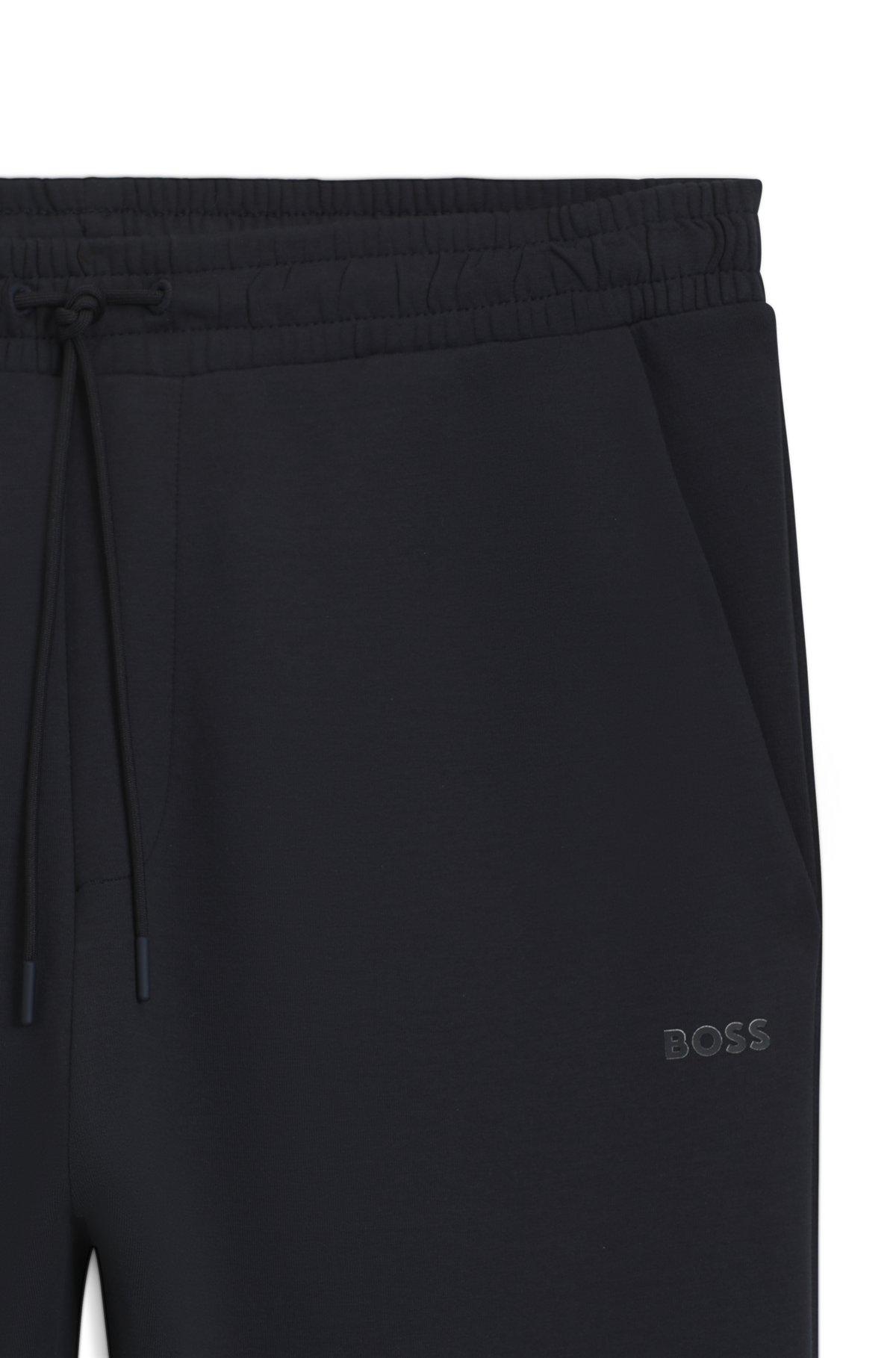 BOSS - Stretch-cotton tracksuit bottoms with logo print - Dark Blue Product Image