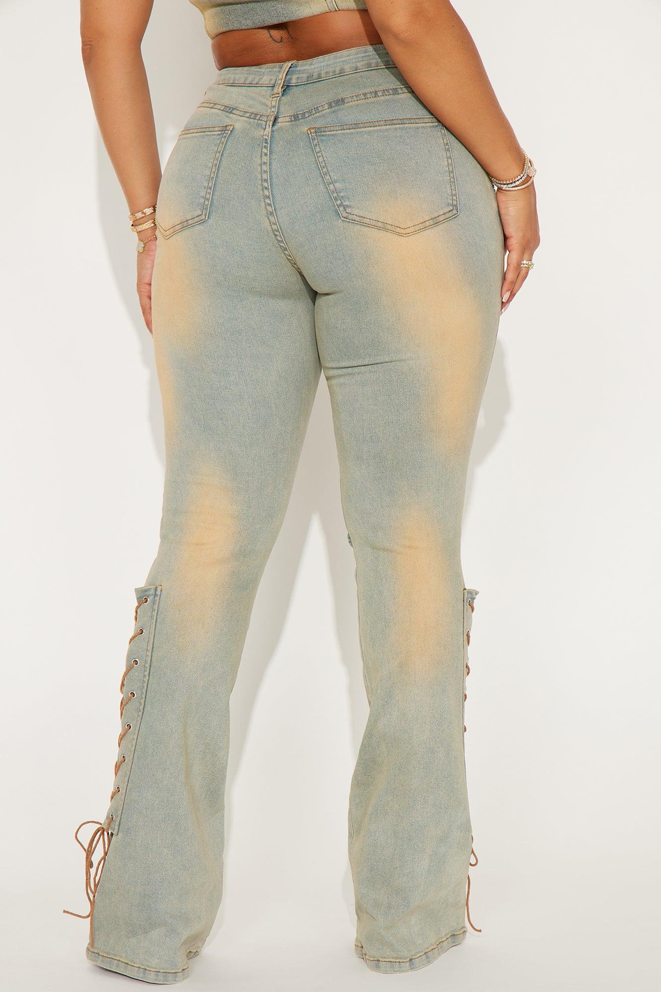 Tongue Tied Tinted Flare Jeans - Vintage Wash Product Image