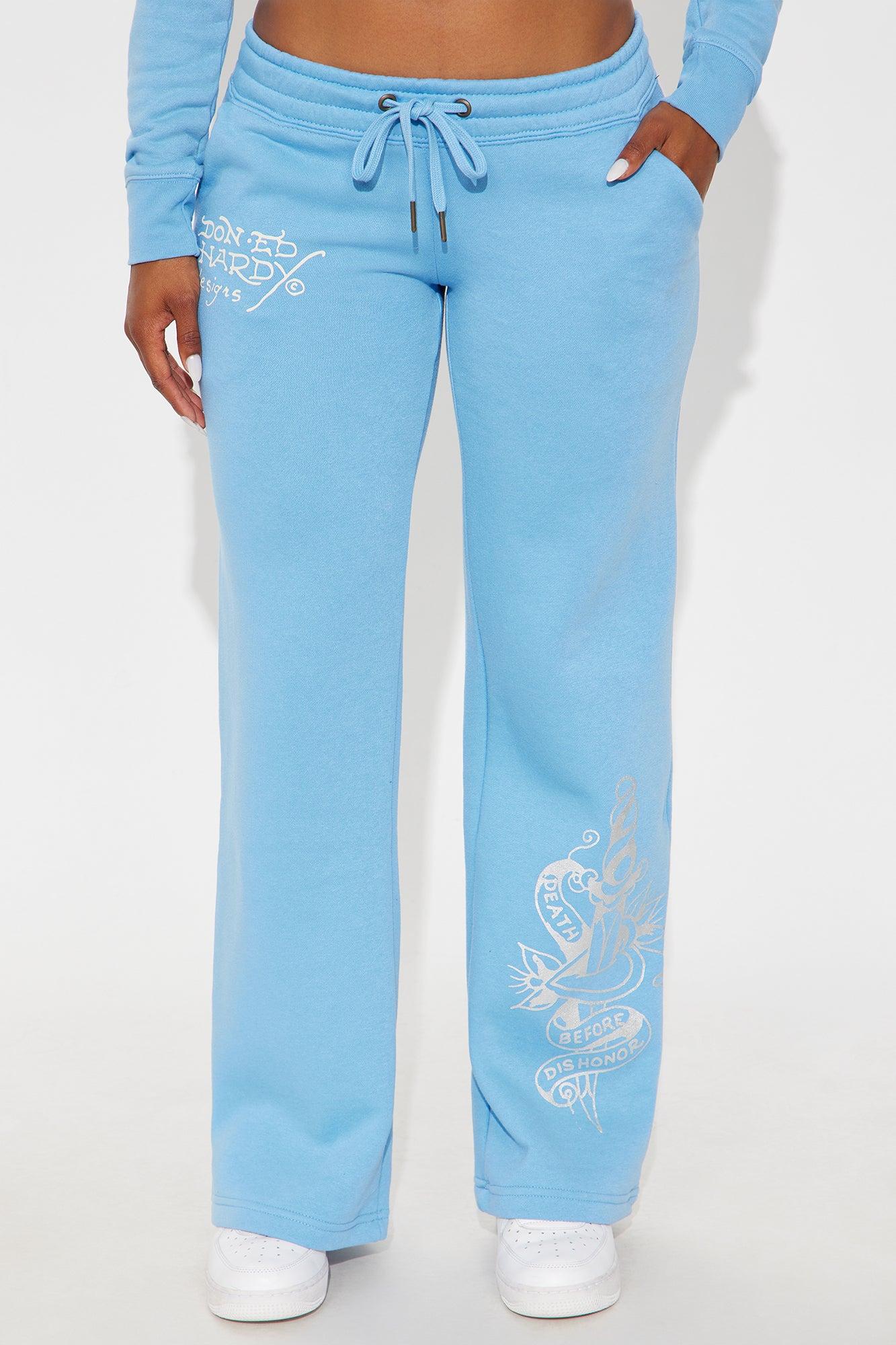 Ed Hardy Skull Haven Wide Leg Pant - Light Blue Female Product Image