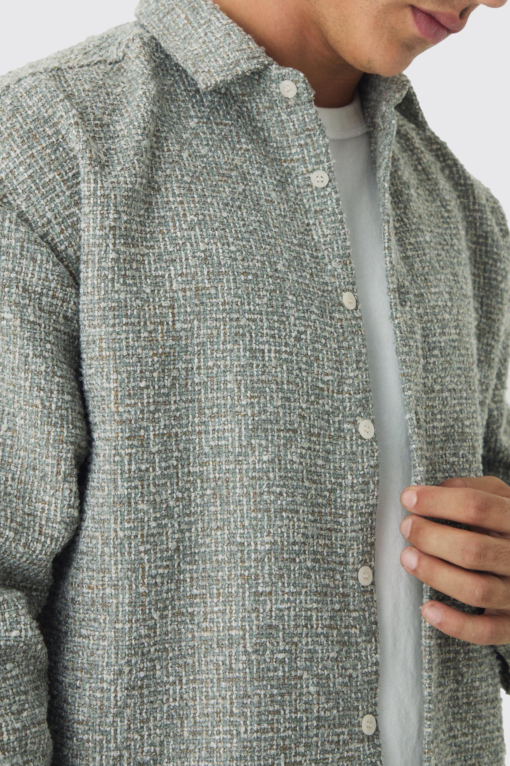 Oversized Boucle Shirt Jacket | boohooMAN USA Product Image