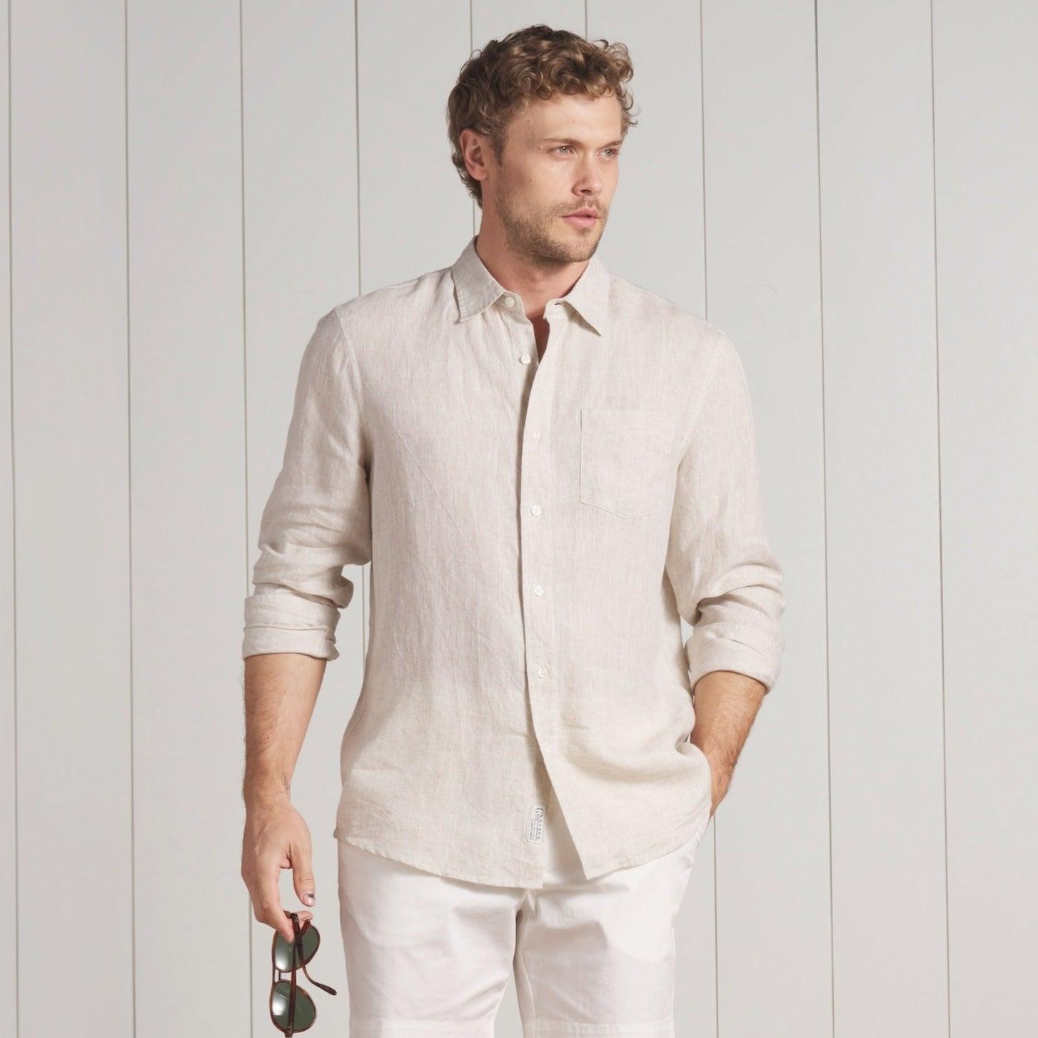 Nantucket Yarn Dyed Linen Shirt - Natural Product Image