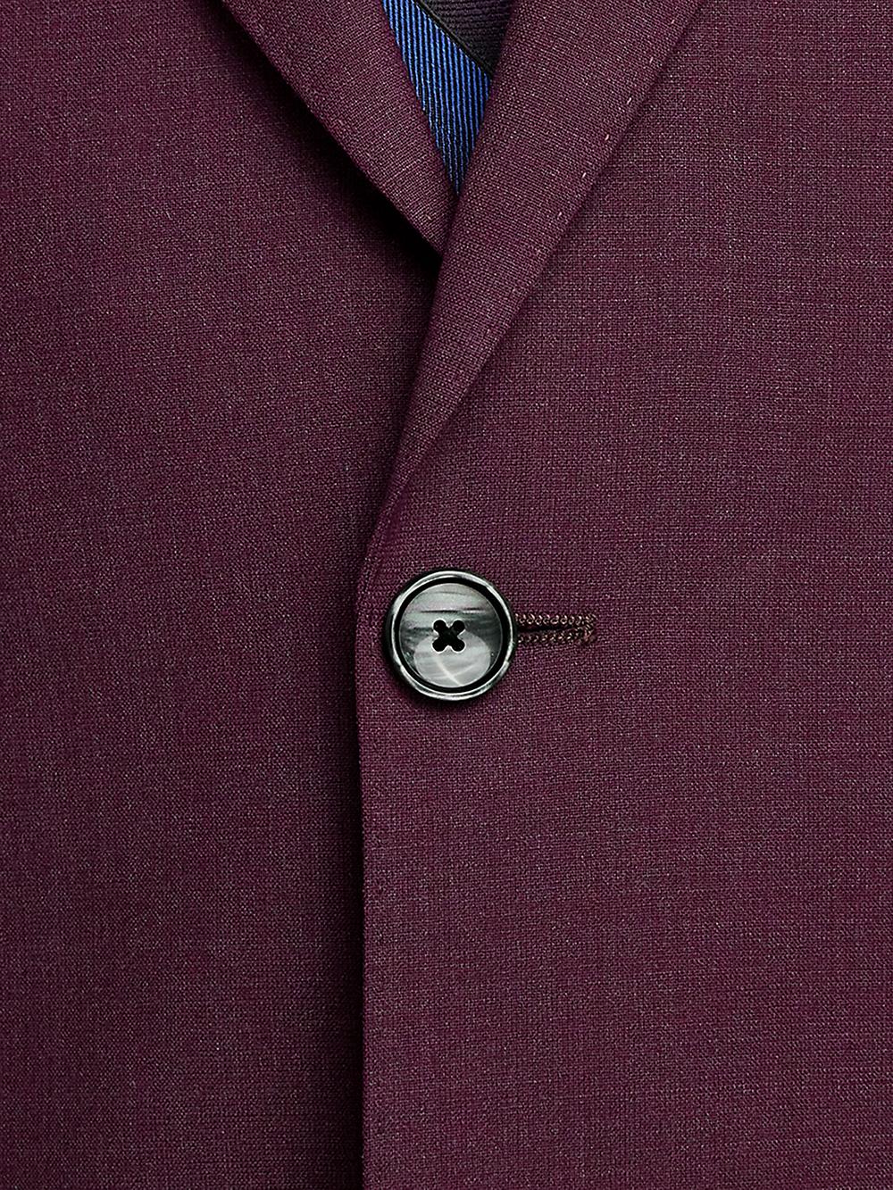 Wool Stretch Bengaline Single Breasted Peak Lapel Suit - Plum Product Image