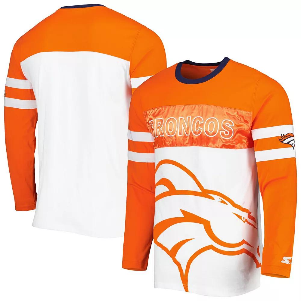 Men's Starter Orange/White Denver Broncos Halftime Long Sleeve T-Shirt, Size: Small Product Image