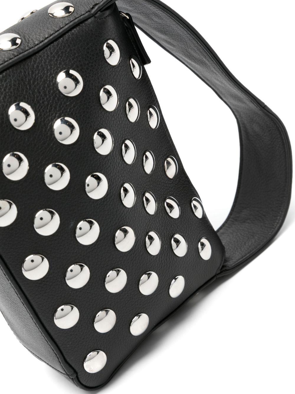 KHAITE Elena Small Studded Textured-leather Shoulder Bag In Black Product Image