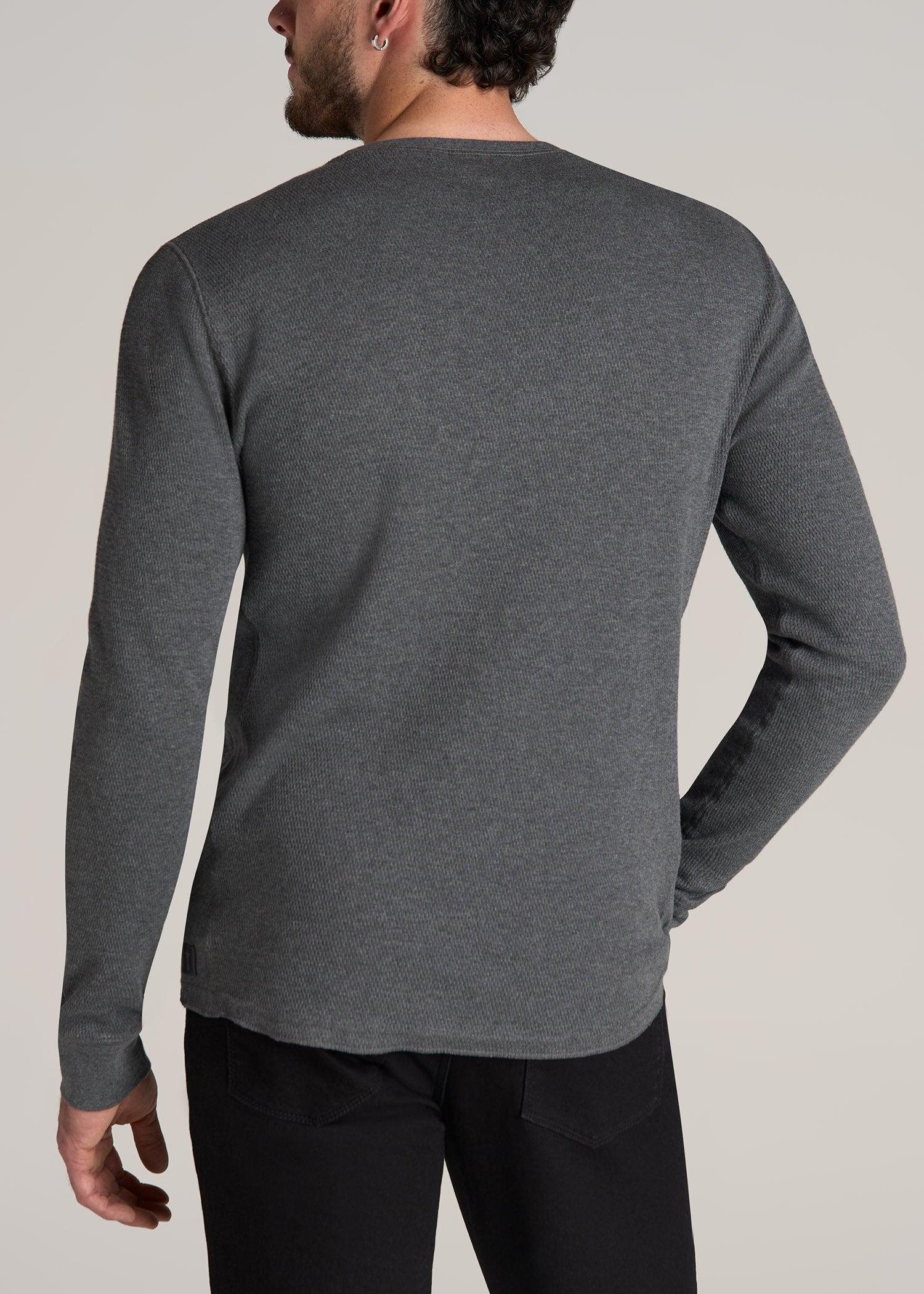 Double Honeycomb Thermal Crewneck  for Tall Men in Charcoal Mix Male Product Image