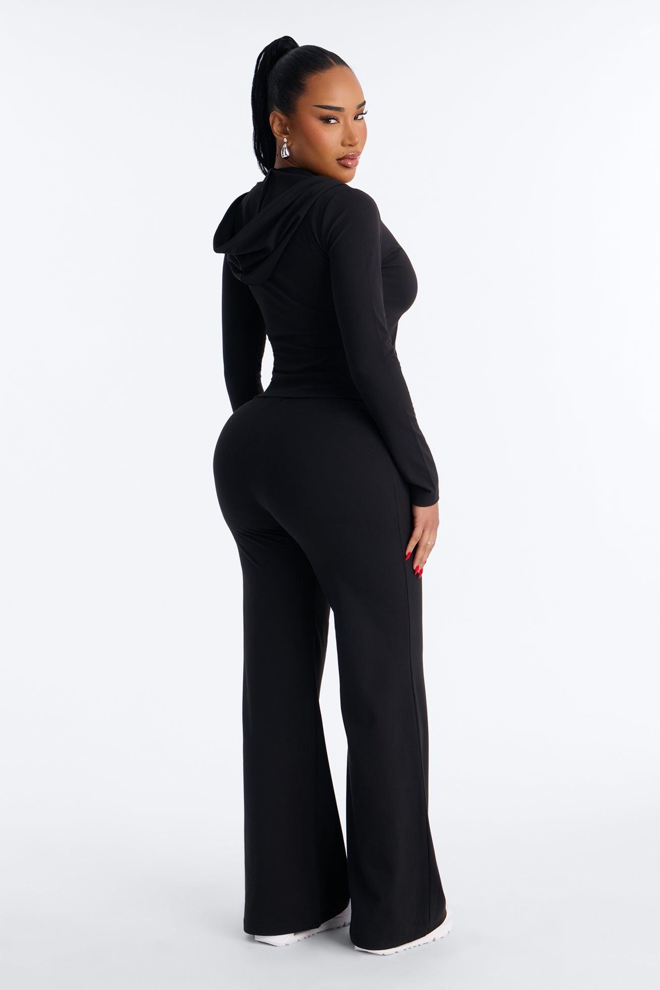 Casual Vibe Zip Up Hoodie Pant Set - Black Female Product Image