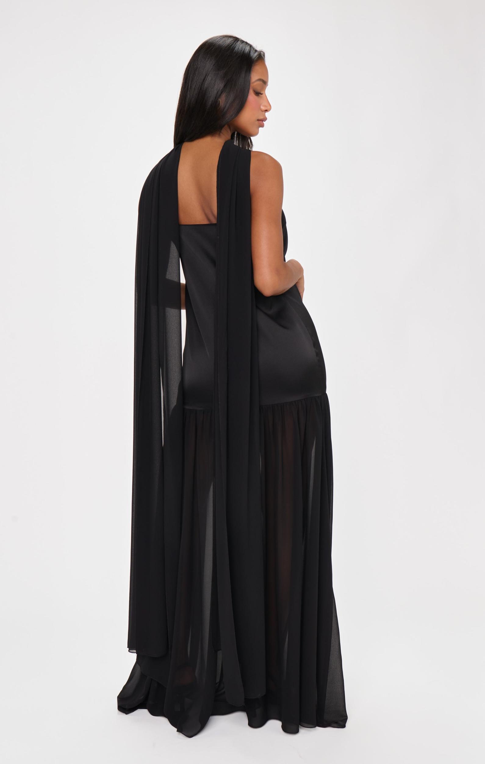 Dalia Maxi Dress ~ Black Luxe Satin Product Image