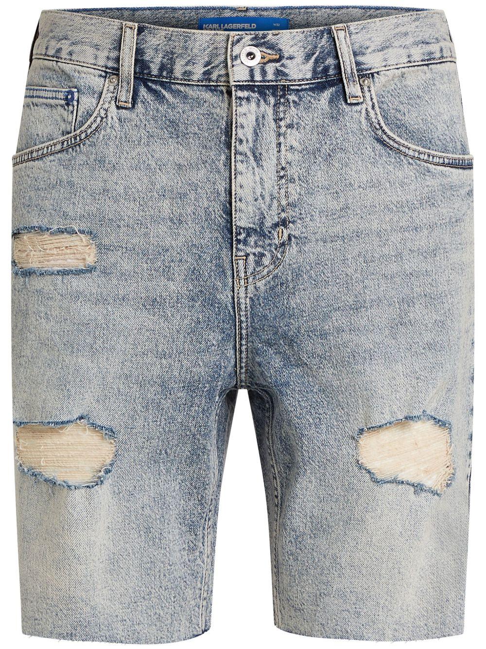 distressed relaxed denim shorts Product Image