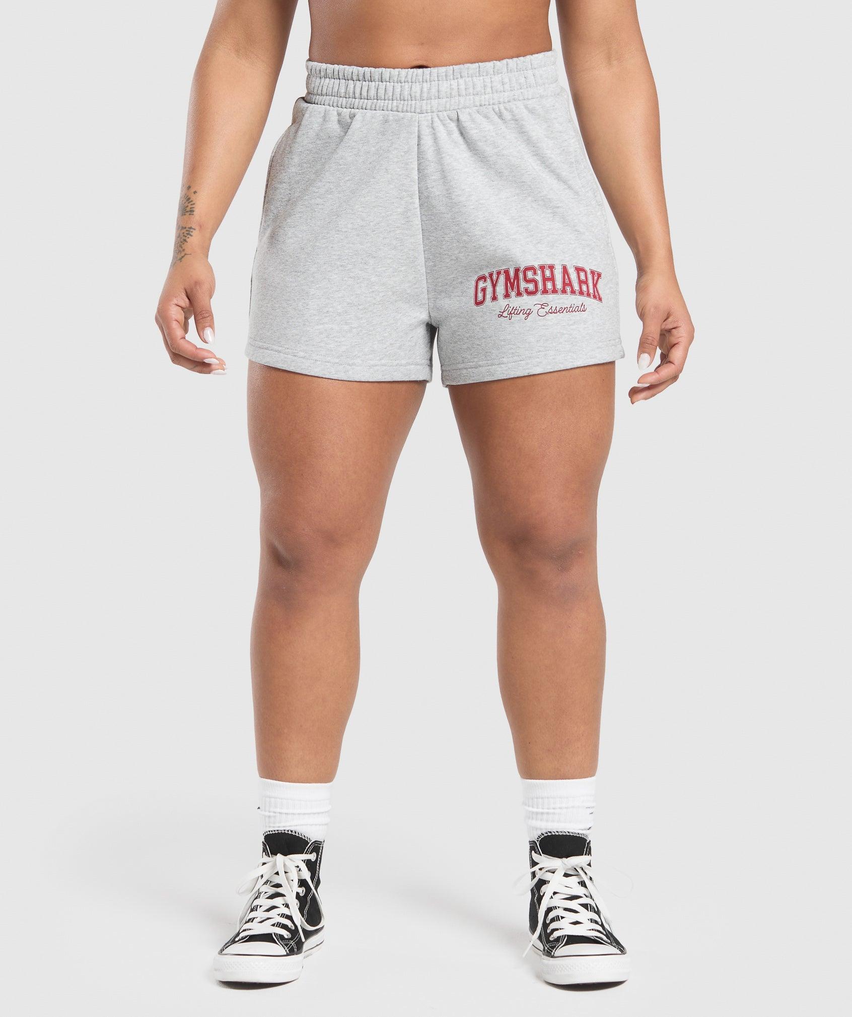 Gymshark Lifting Essentials Graphic Brushed 4' Shorts - Light Grey Core Marl Female Product Image