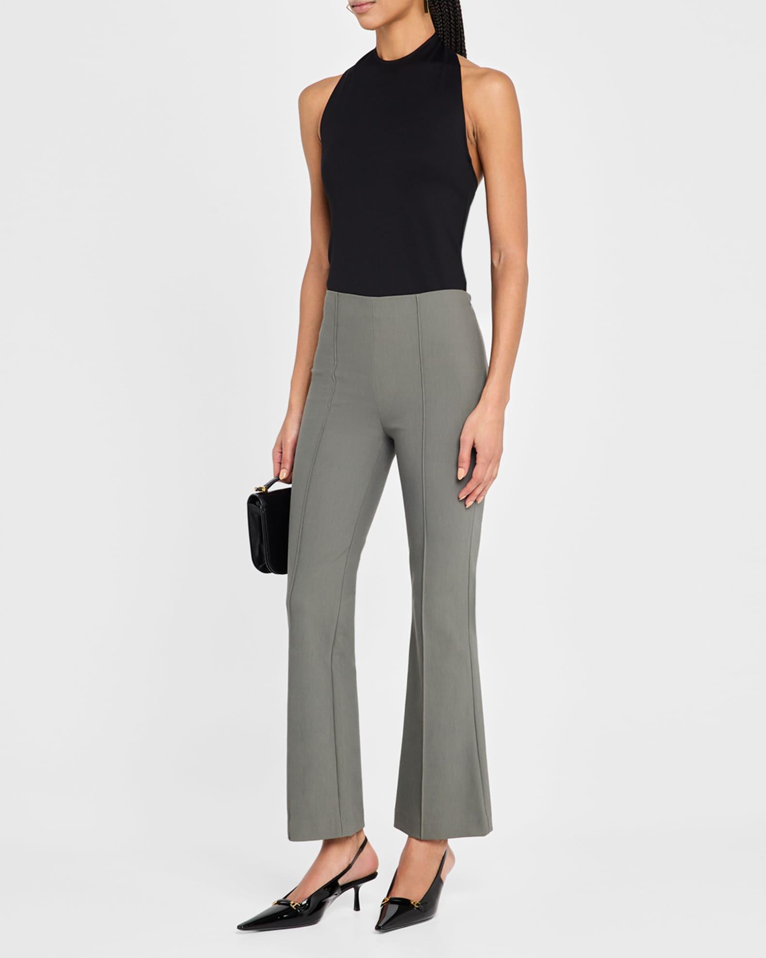 Cropped Flare-Leg Pintuck Pants Product Image