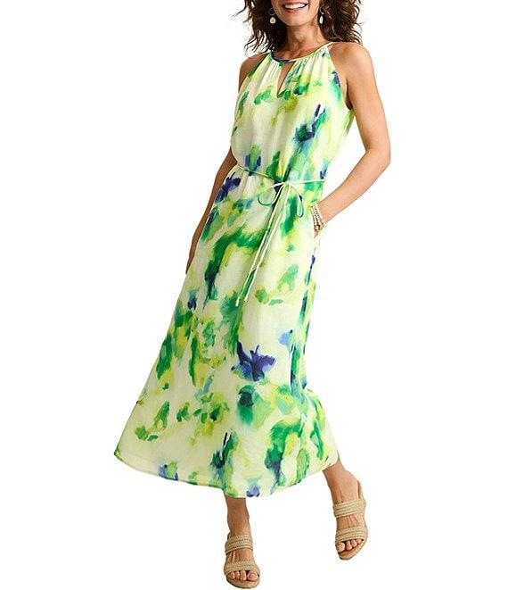 Tommy Bahama Voyage Views Printed Tencel Halter Neck Sleeveless A-Line Maxi Dress Product Image