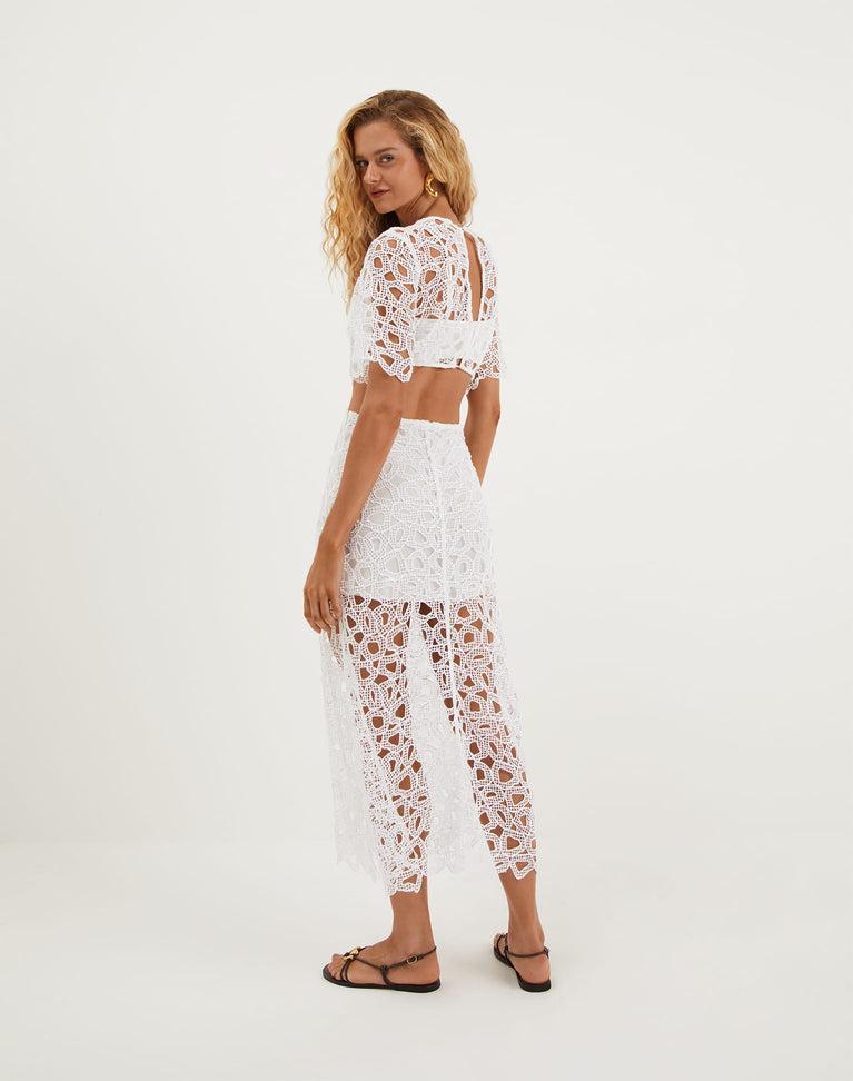 Eyelet Joelle Long Dress - Off White Product Image