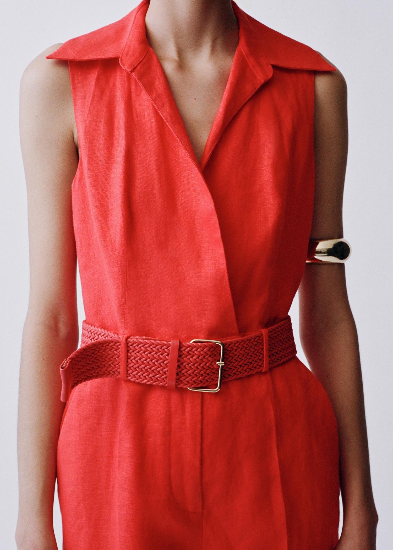 Linen shirt jumpsuit with belt - Women | MANGO USA Product Image