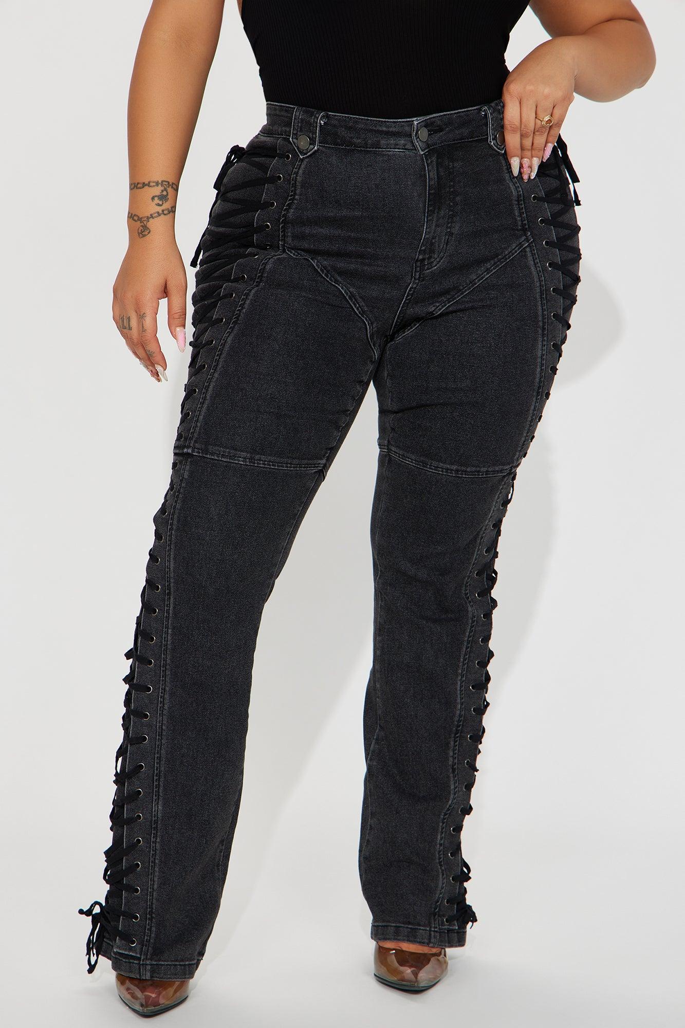 After Hours Lace Up Flare Pant - Black Product Image