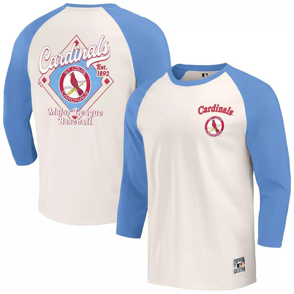 Men's Darius Rucker Collection by Fanatics Light Blue/White St. Louis Cardinals Cooperstown Collection Raglan 3/4-Sleeve T-Shirt, Size: Medium Product Image