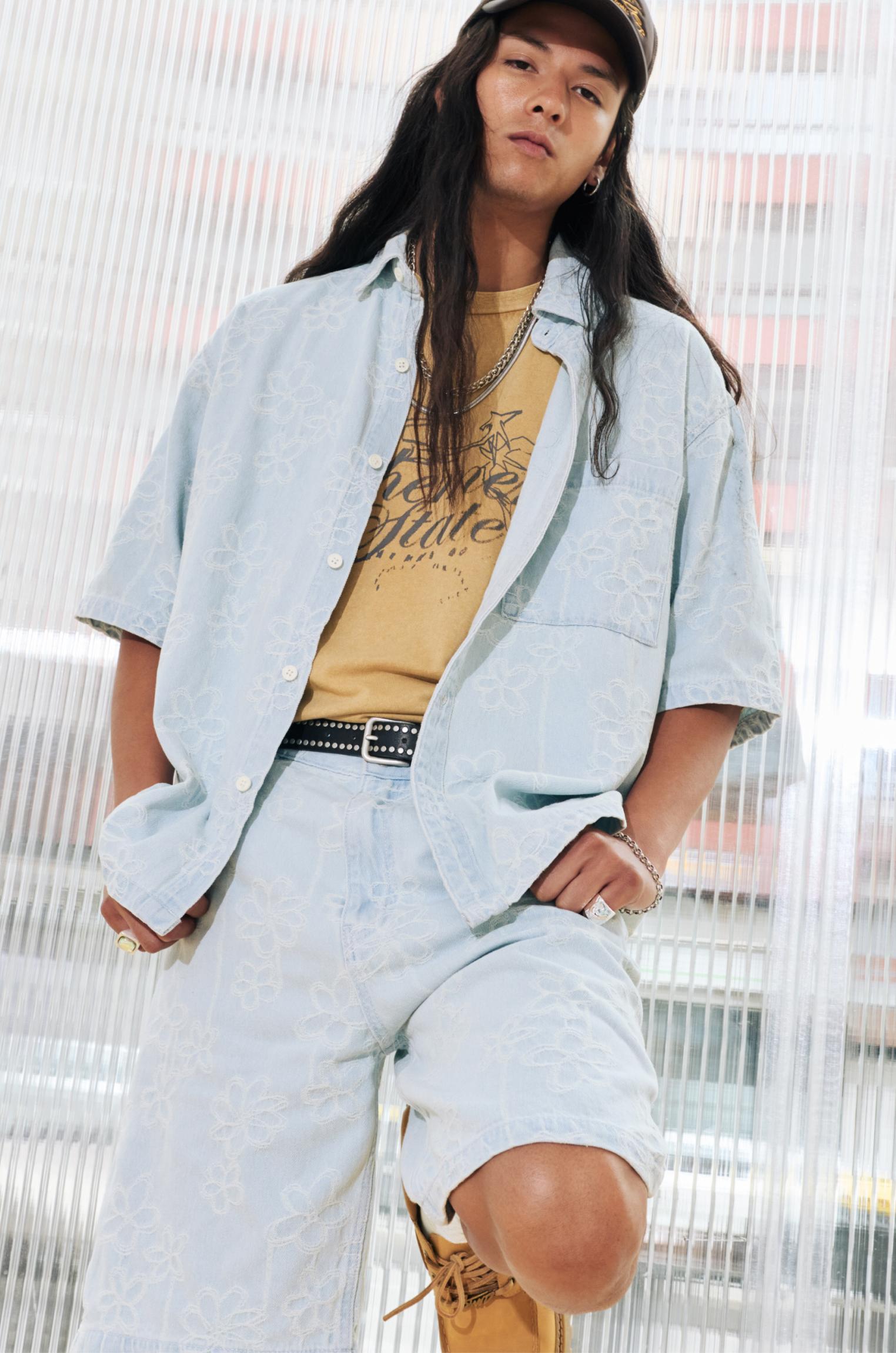 Floral denim shirt Product Image