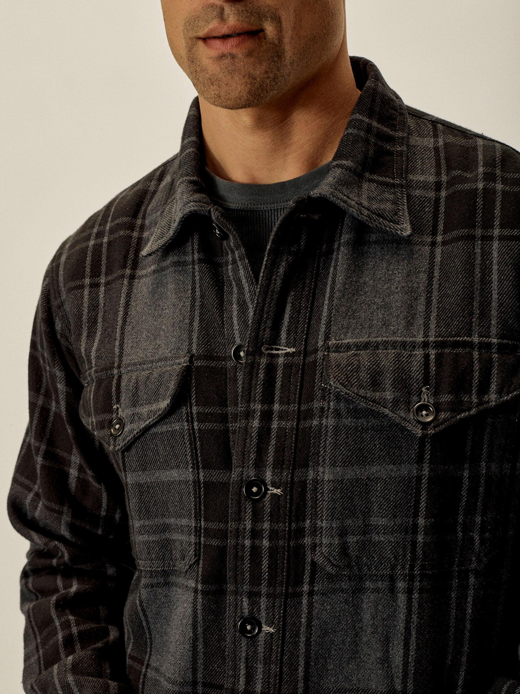 Charcoal / Black Plaid Blanket Flannel Field Jacket Product Image