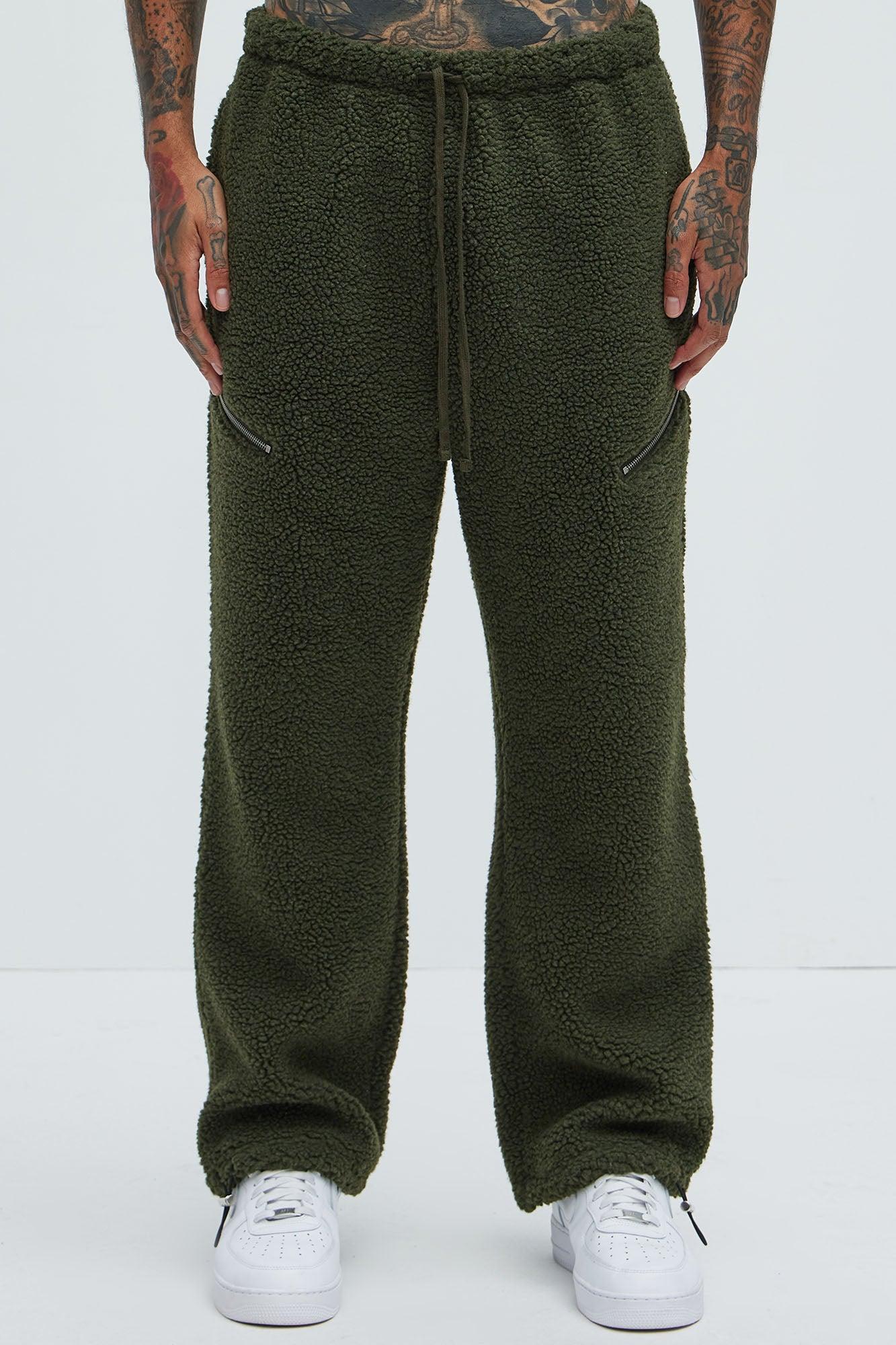 Axel Polar Fleece Zip Straight Sweatpants - Olive Product Image
