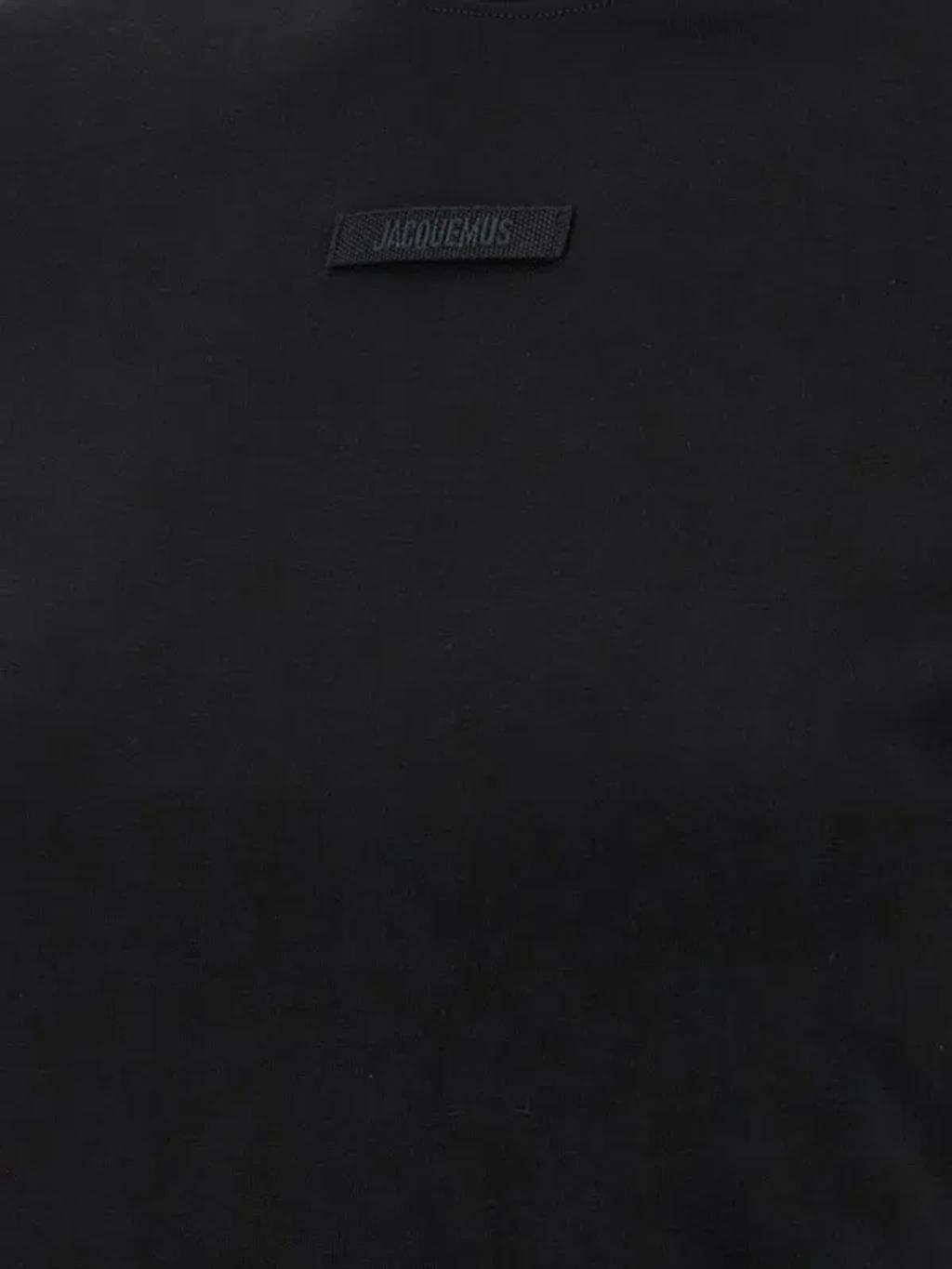 JACQUEMUS Black Fitted T-shirt With Logo Patch In Stretch Cotton Woman Product Image