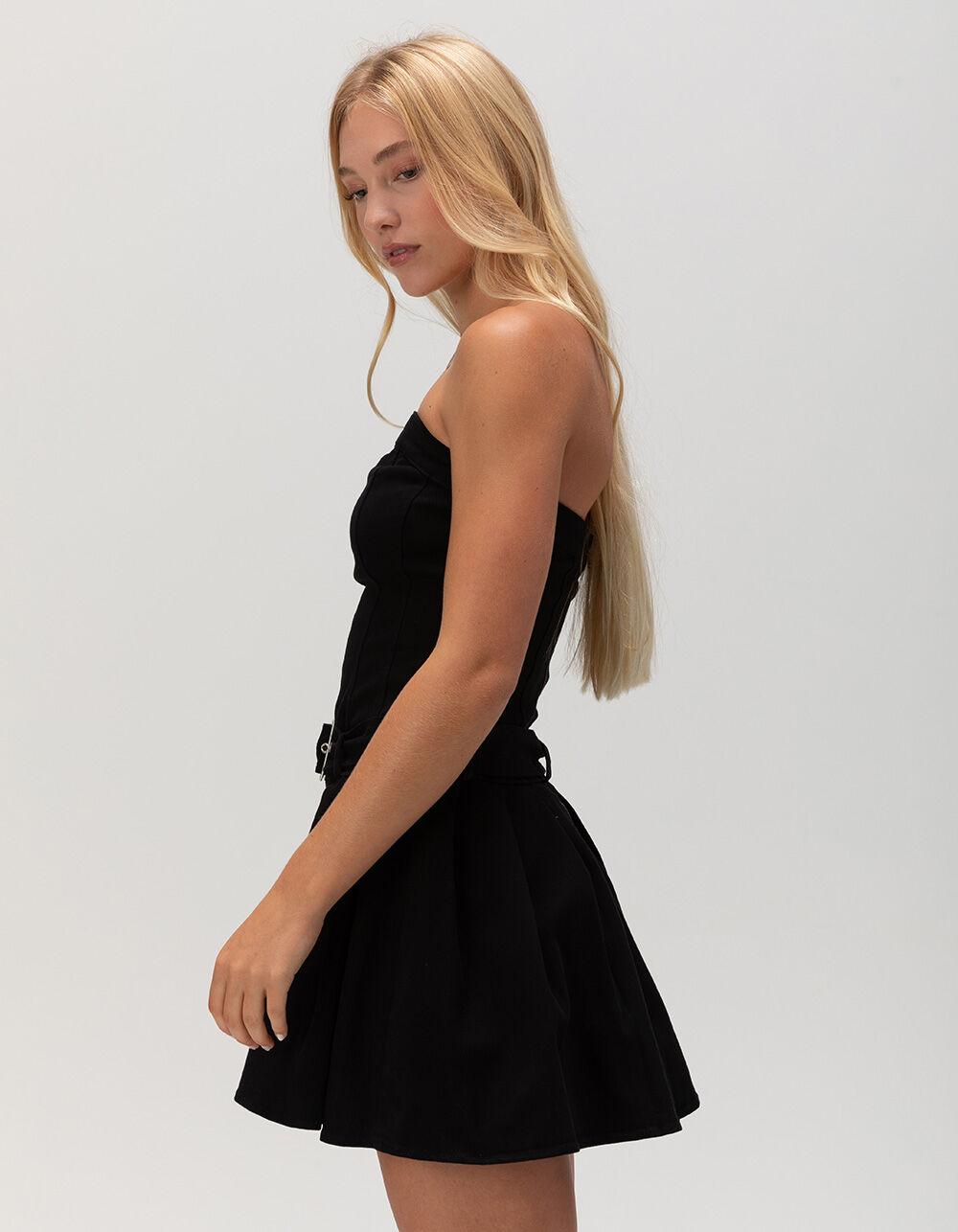 RSQ Womens Pleated Tube Belted Dress - BLACK Product Image