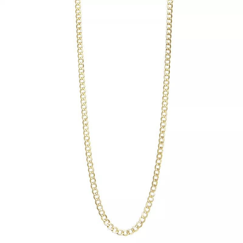 Jordan Blue Mens 10k Gold 4.4 mm Curb Chain Necklace Product Image