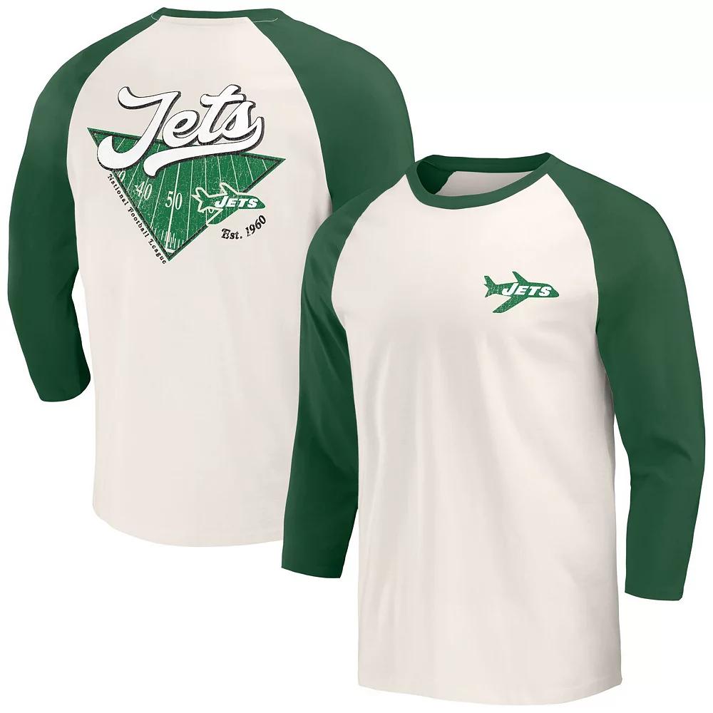 Men's Darius Rucker Collection by Fanatics Kelly Green/White New York Jets Raglan 3/4 Sleeve T-Shirt, Size: 2XL Product Image