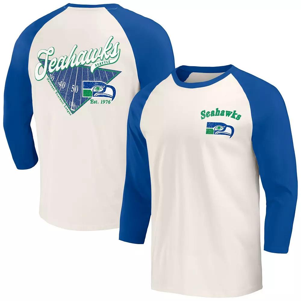 Men's Darius Rucker Collection by Fanatics Royal/White Seattle Seahawks Raglan 3/4 Sleeve T-Shirt,  Product Image