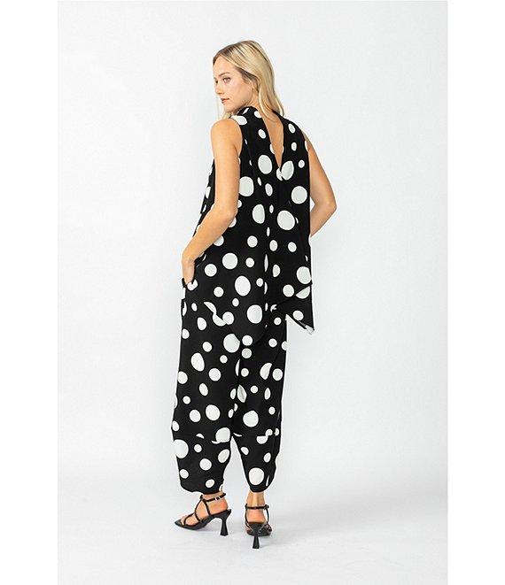 IC Collection Woven Dot Print Elastic Waist Tulip Hem Crop Coordinating Pants Product Image