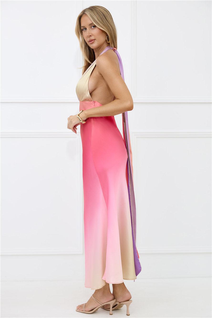 Dreams in Colour Satin Maxi Dress Multi Product Image