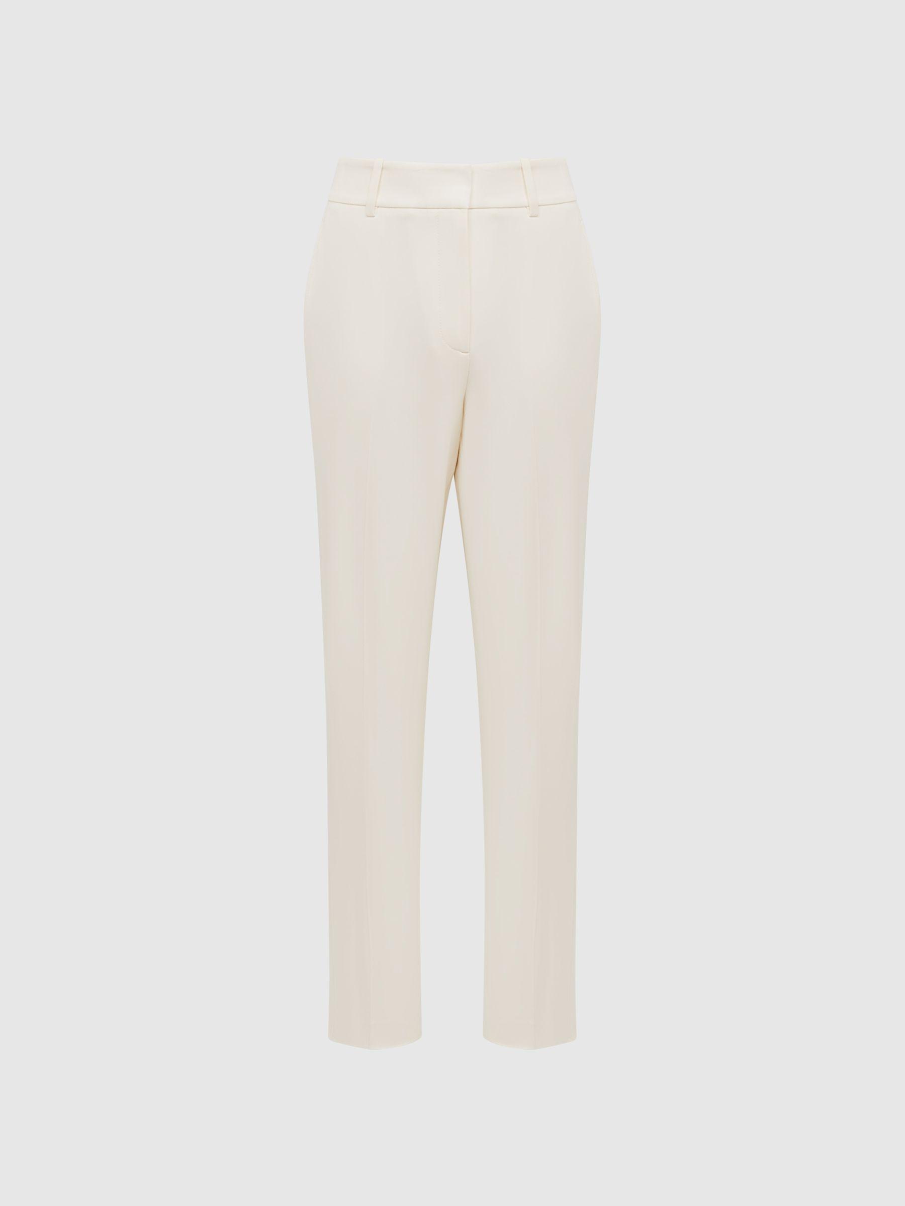 Slim Fit High Rise Trousers in Cream Product Image