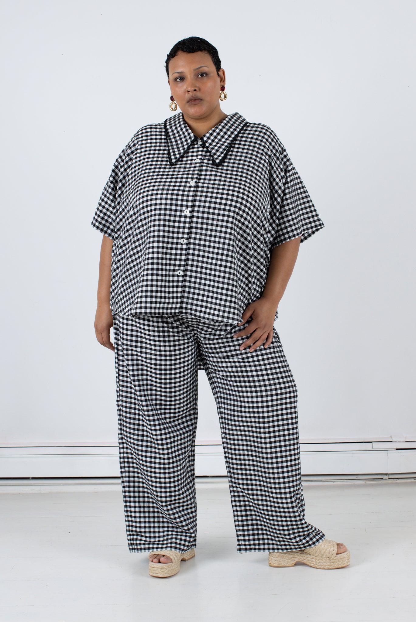 Tilda Top - Black Check Product Image