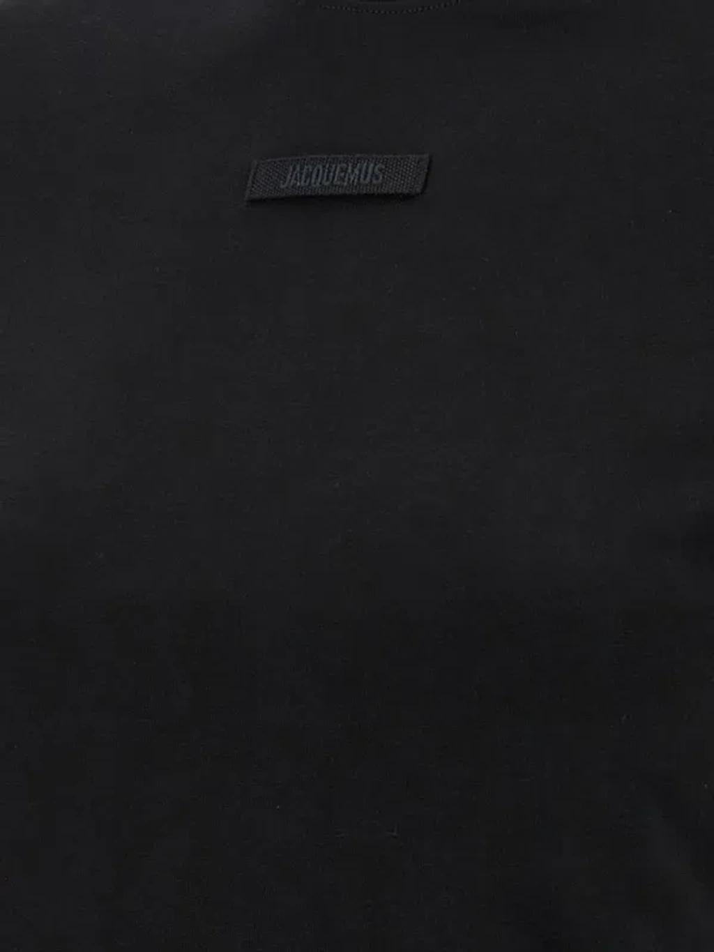 JACQUEMUS Black Fitted T-shirt With Logo Patch In Stretch Cotton Woman Product Image