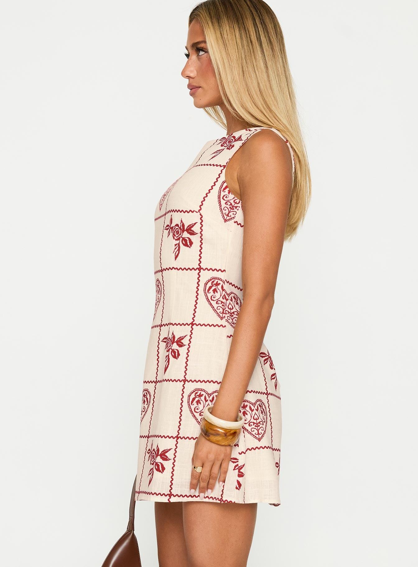 Alfalfa Shift Mini Dress Red Floral Check Product Image