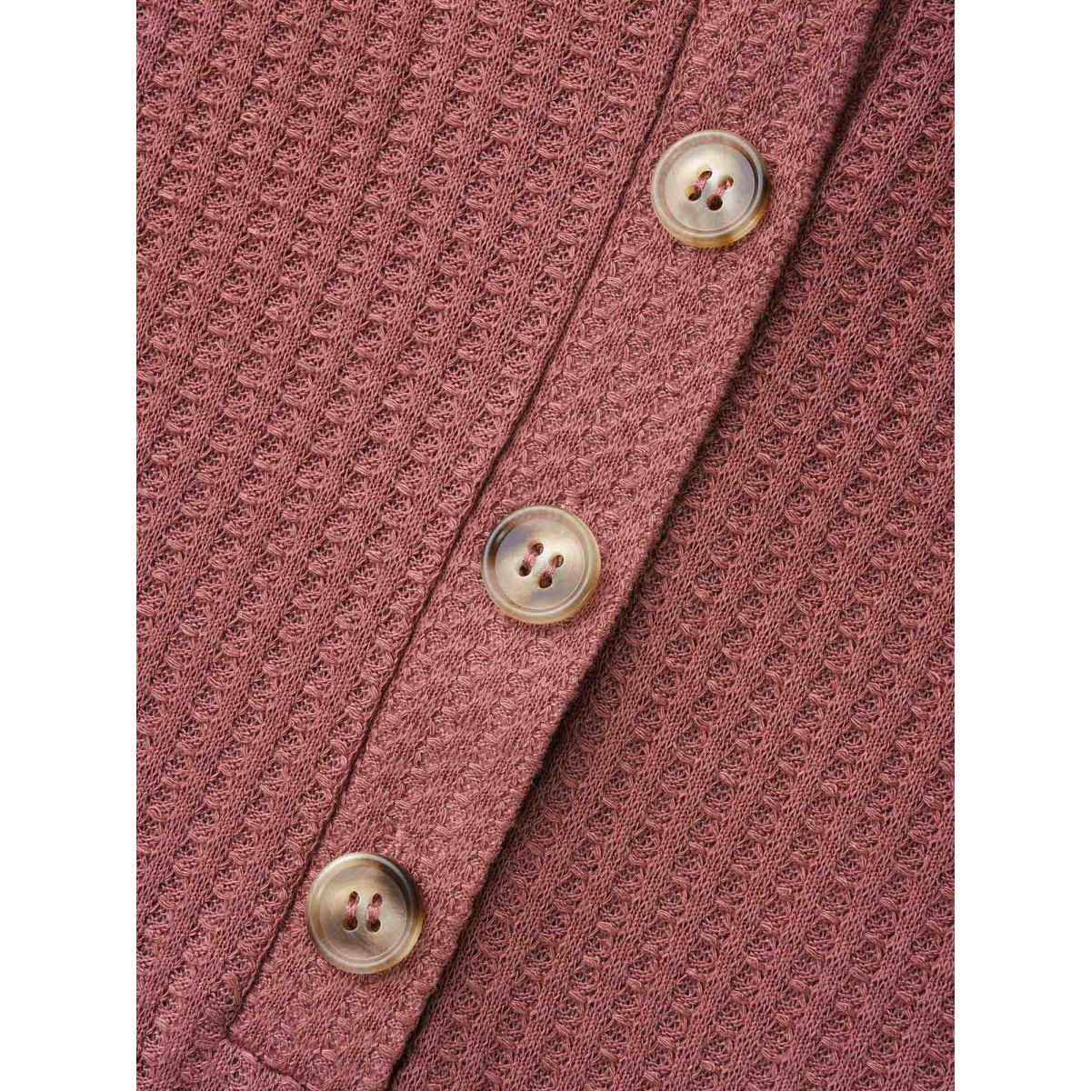 Plus Size Boho Print Patchwork Waffle Knit T-shirt DustyPink Women Casual Texture Round Neck Everyday T-shirts BloomChic 30/6X Product Image