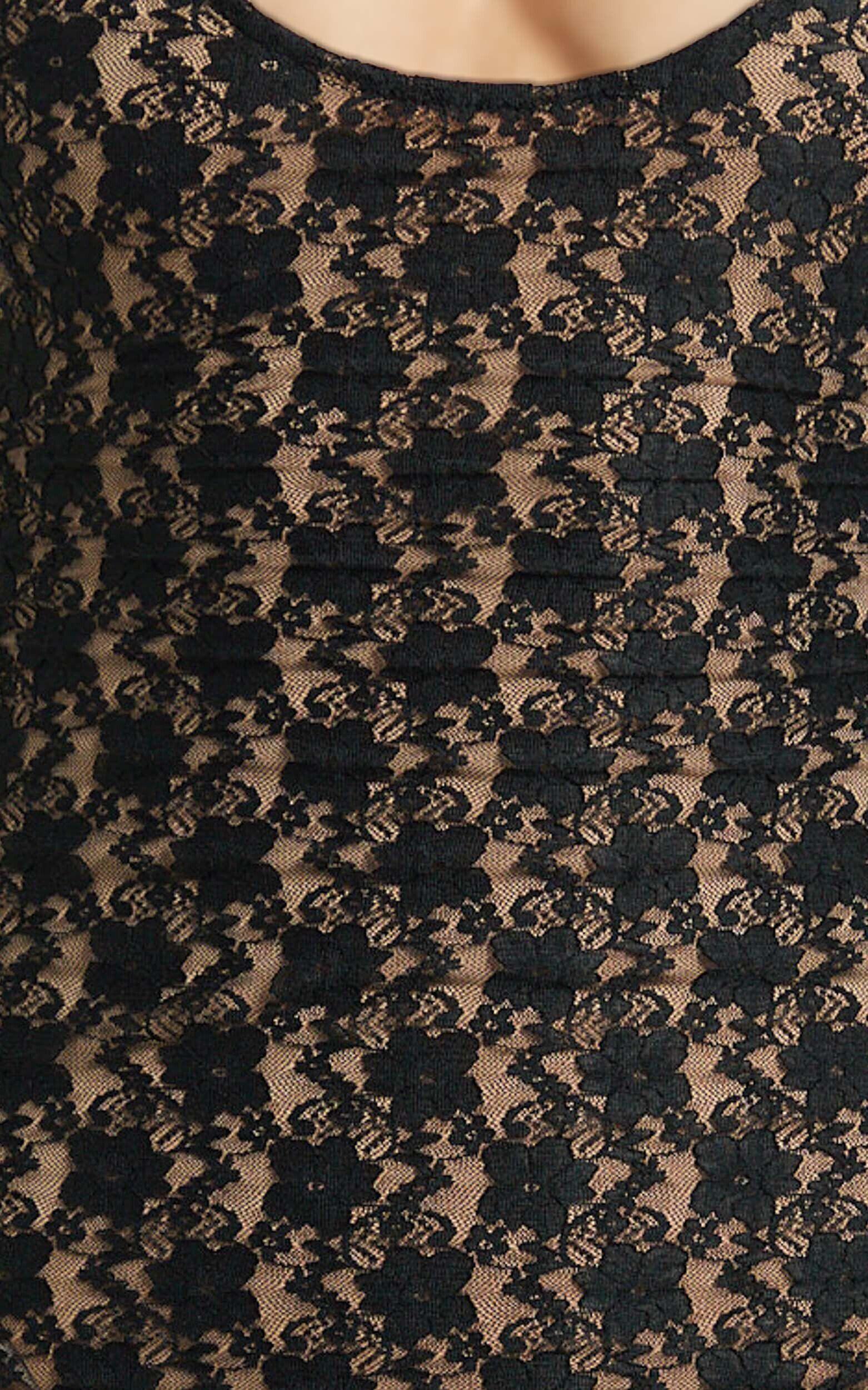 Wanda Maxi Dress - Lace Scoop Neck Low Back Bodycon Dress in Black Product Image