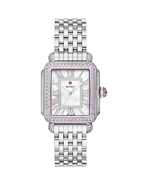 Womens Deco Madison Stainless Steel, 0.73 TCW Diamond & Pink Sapphire Bracelet Watch/33MM x 35MM Product Image