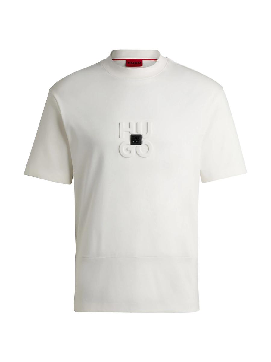 Mens Interlock-Cotton T-Shirt with Stacked Logos Product Image