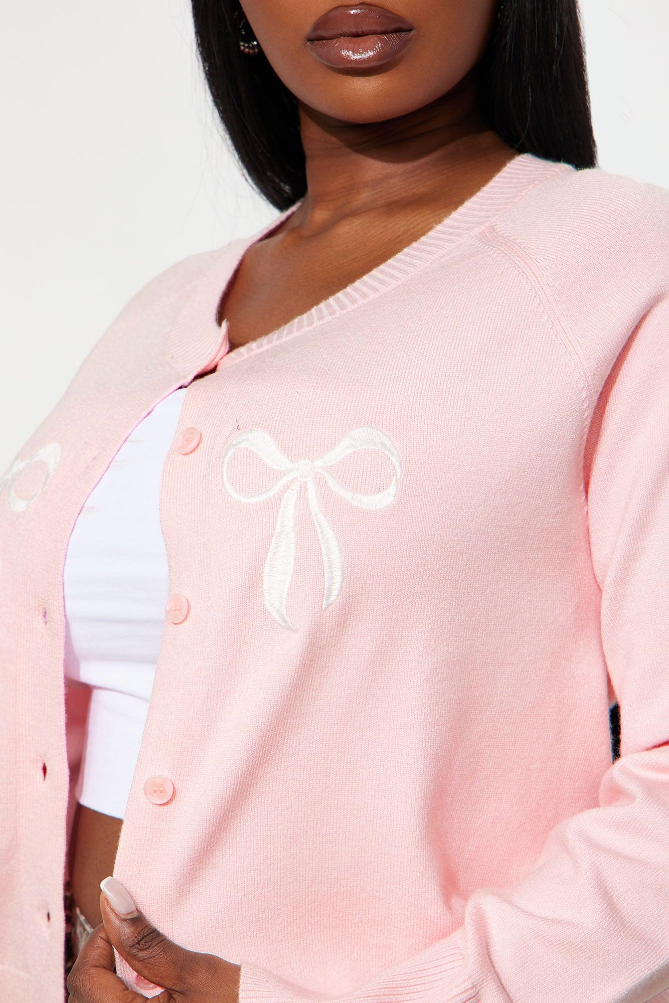 Put A Bow On It Cardigan Sweater - Pink Female Product Image