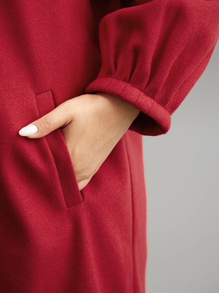 Lapel Collar Pocket Button Up Coat Female Product Image