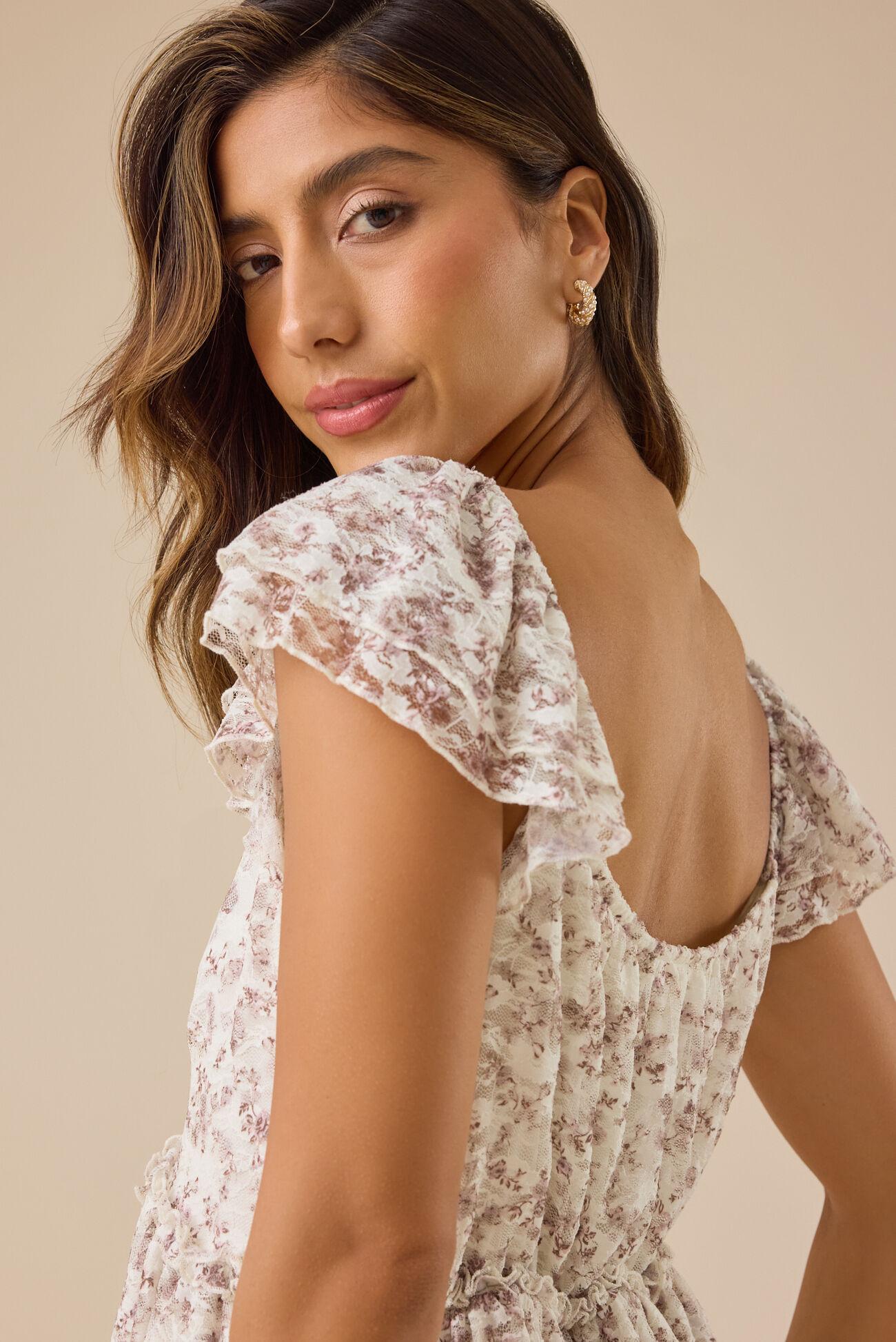 Zoya Printed Lace Babydoll Top Product Image