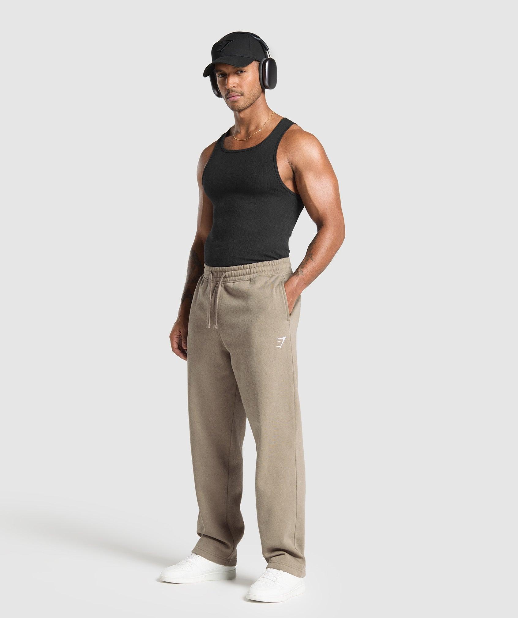 Gymshark Crest Straight Leg Joggers - Lifestyle Brown Male Product Image