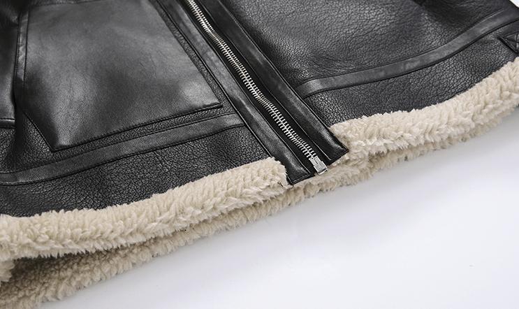 RT No. 2798 BLACK FLEECE COLLAR LEATHER JK Product Image