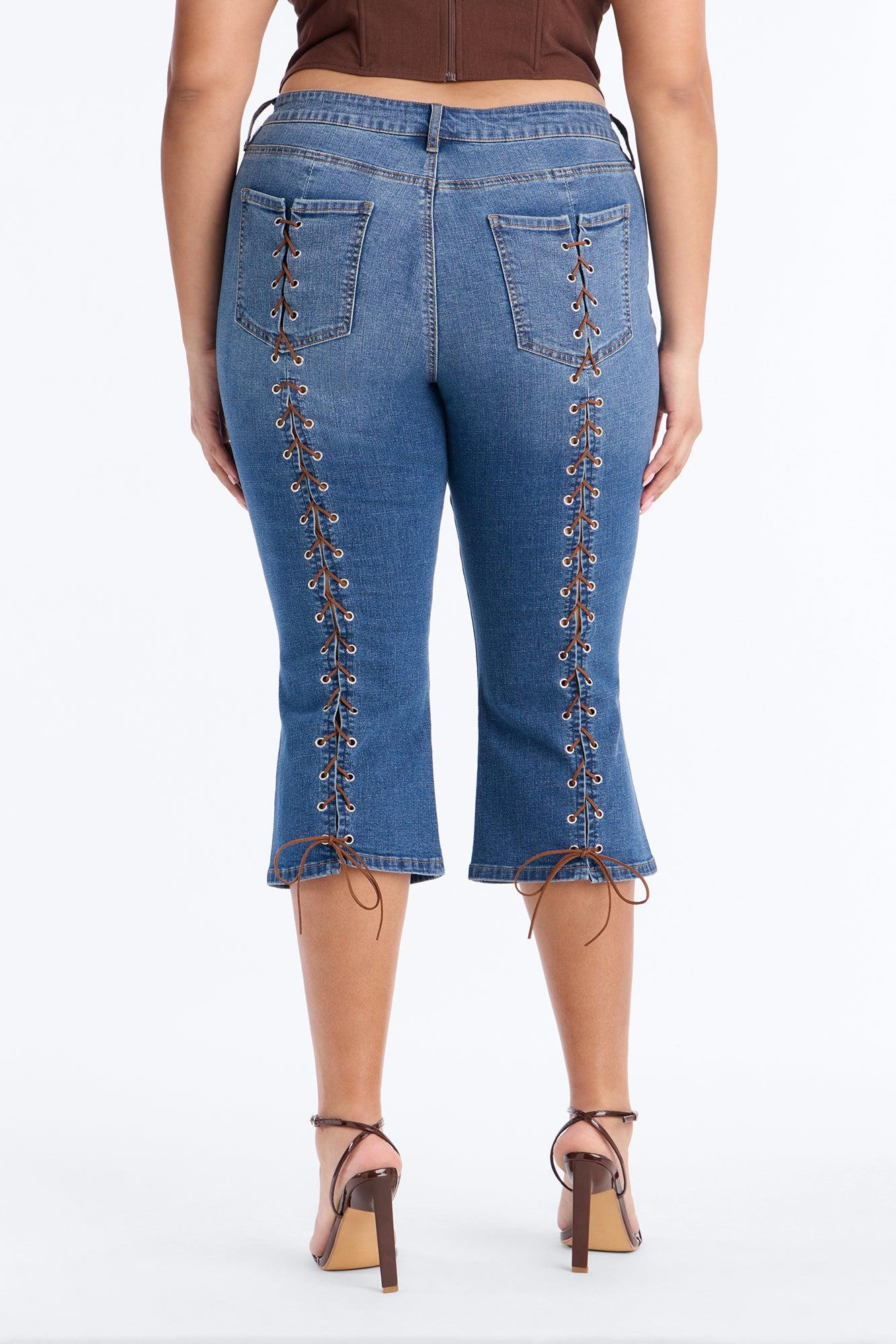 String Me Along Low Rise Capri Jeans - Dark Wash Female Product Image