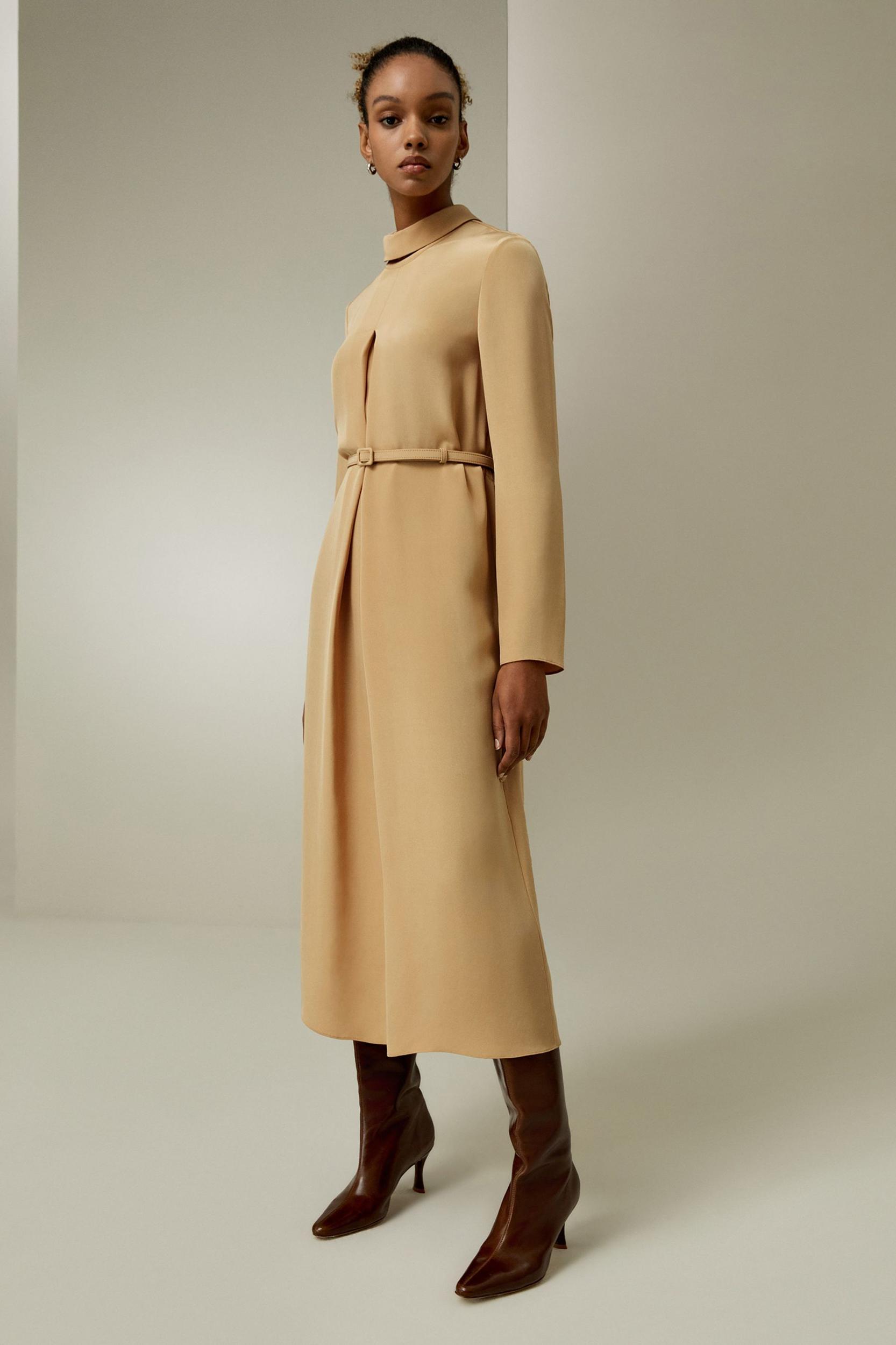 (Evanna) Stand Collar A Line Dress Product Image